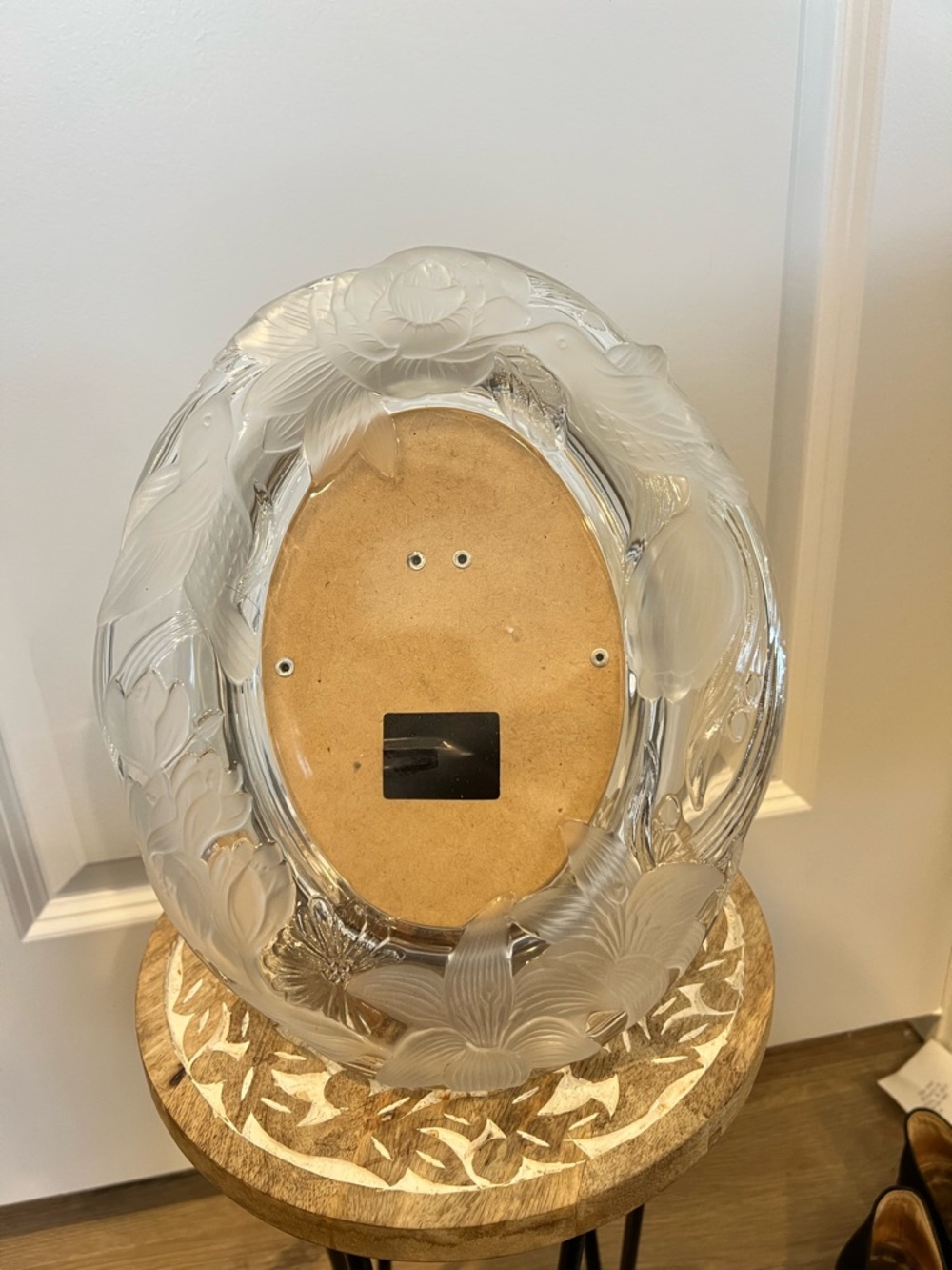 Vtg Crystal Clear Signatures Floral Glass Wall Decor Frame - White/Clear